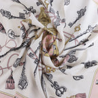 Hermès Carré 90 "LES CLES" Silk Scarf in Pink