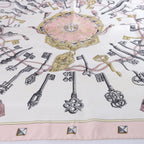 Hermès Carré 90 "LES CLES" Silk Scarf in Pink