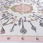 Hermès Carré 90 "LES CLES" Silk Scarf in Pink