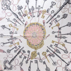 Hermès Carré 90 "LES CLES" Silk Scarf in Pink