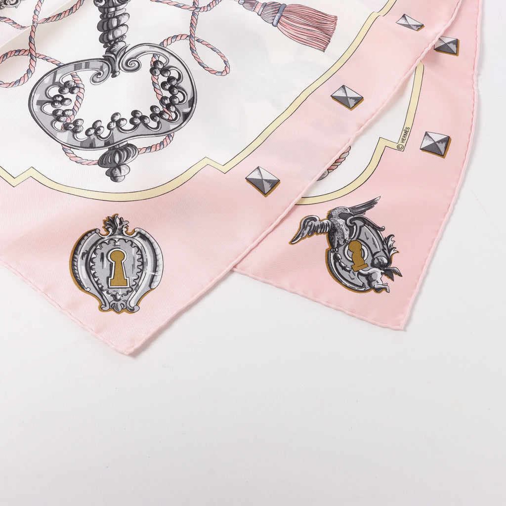 Hermès Carré 90 "LES CLES" Silk handkerchief in Pink