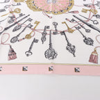 Hermès Carré 90 "LES CLES" Silk handkerchief in Pink