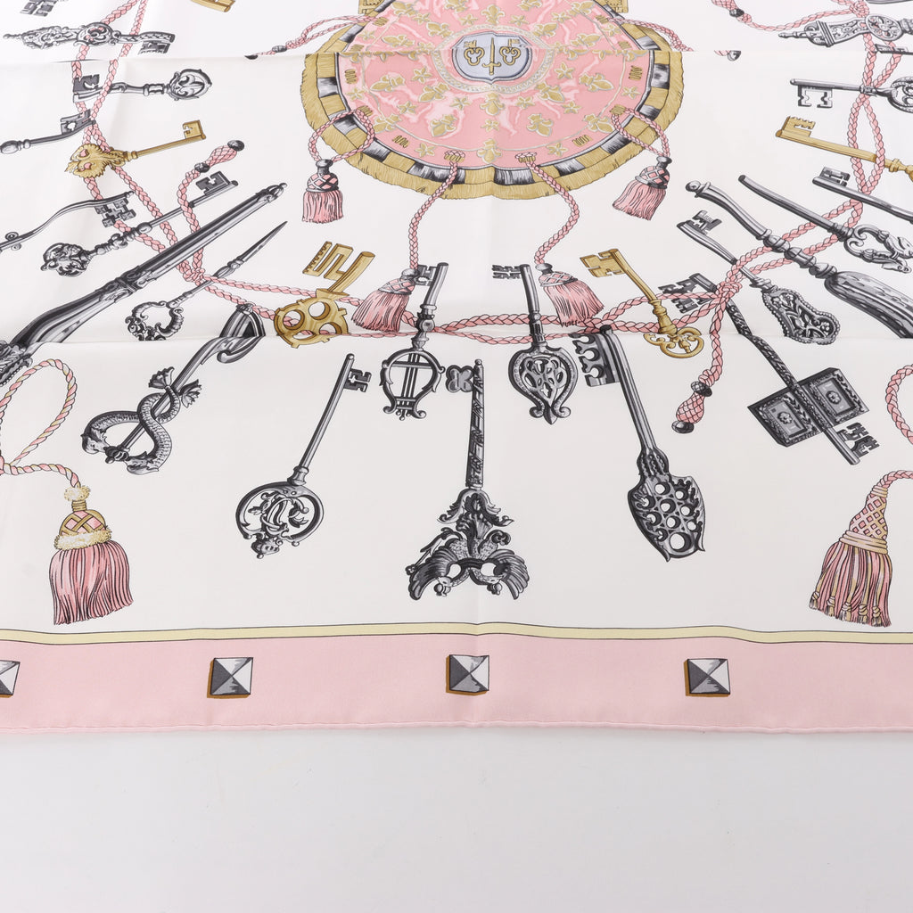 Hermès Carré 90 "LES CLES" Silk handkerchief in Pink