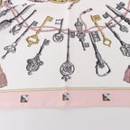Hermès Carré 90 "LES CLES" Silk handkerchief in Pink