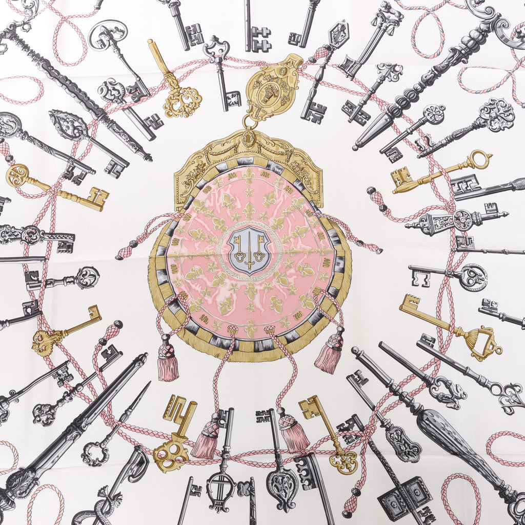 Hermès Carré 90 "LES CLES" Silk handkerchief in Pink