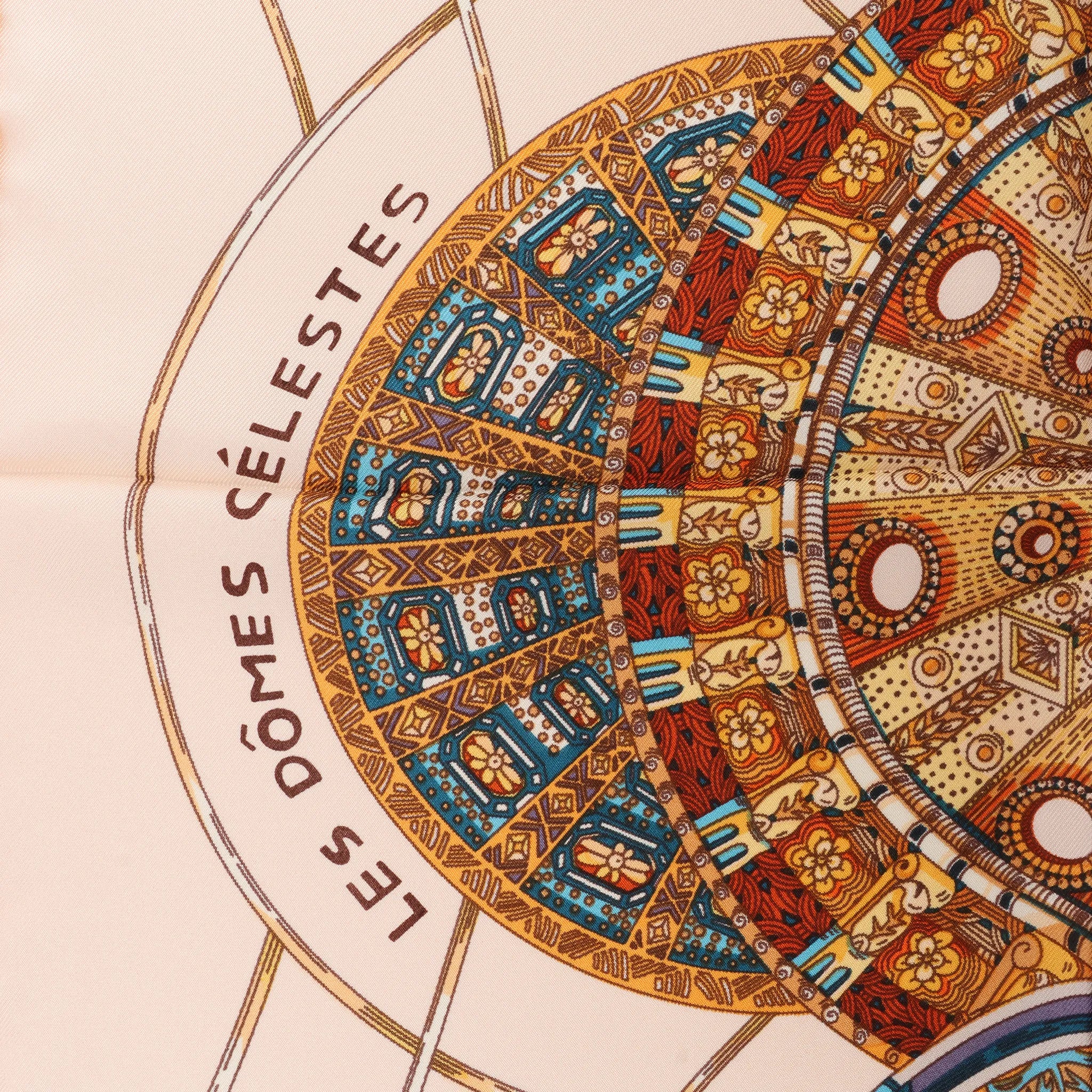 Hermès Carré 90 "LES DOMES CELESTES" Silk handkerchief in Brown