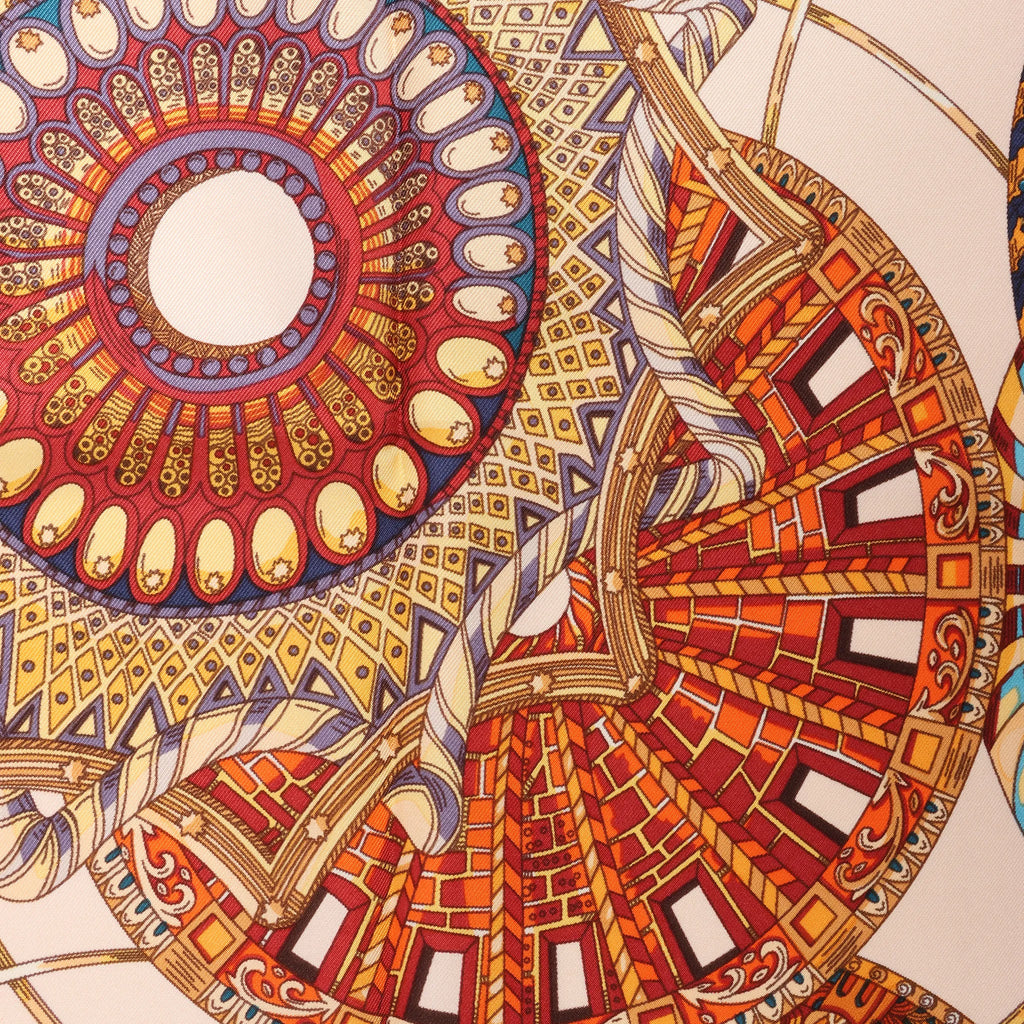 Hermès Carré 90 "LES DOMES CELESTES" Silk handkerchief in Brown