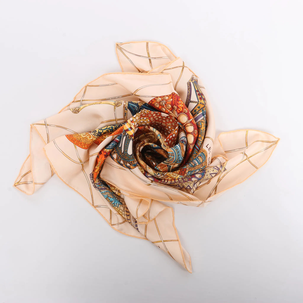 Hermès Carré 90 "LES DOMES CELESTES" Silk handkerchief in Brown
