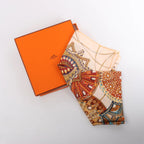 Hermès Carré 90 "LES DOMES CELESTES" Silk handkerchief in Brown