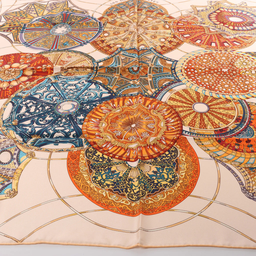 Hermès Carré 90 "LES DOMES CELESTES" Silk handkerchief in Brown