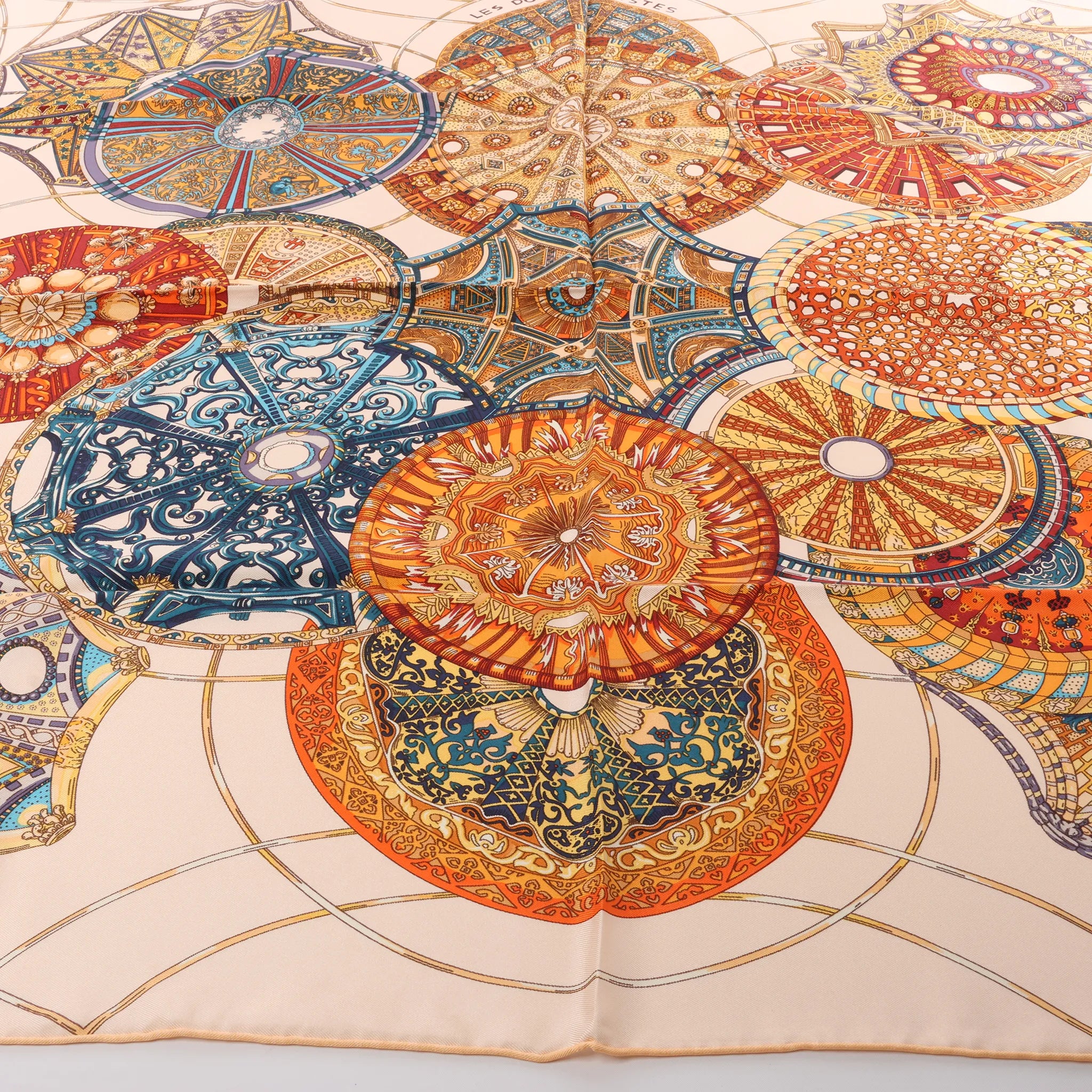 Hermès Carré 90 "LES DOMES CELESTES" Silk handkerchief in Brown