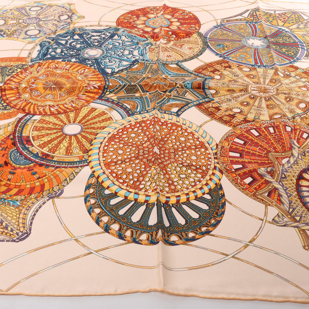Hermès Carré 90 "LES DOMES CELESTES" Silk handkerchief in Brown