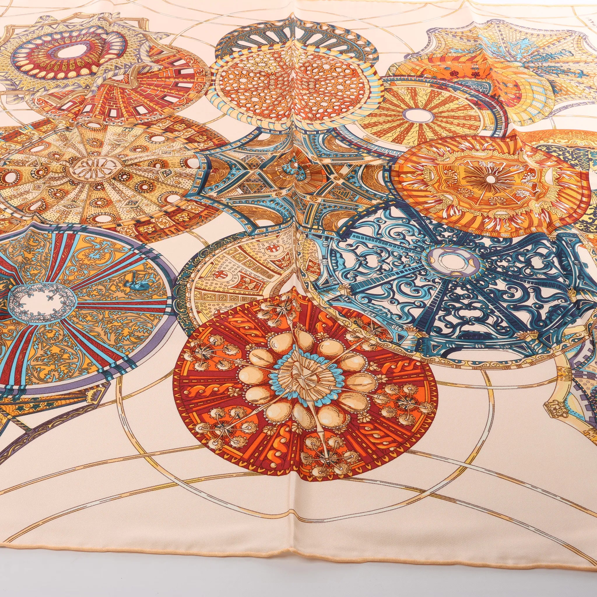 Hermès Carré 90 "LES DOMES CELESTES" Silk handkerchief in Brown
