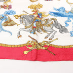Hermès Carré 90 "LES FETES DU ROI SOLEIL" Silk handkerchief in Red