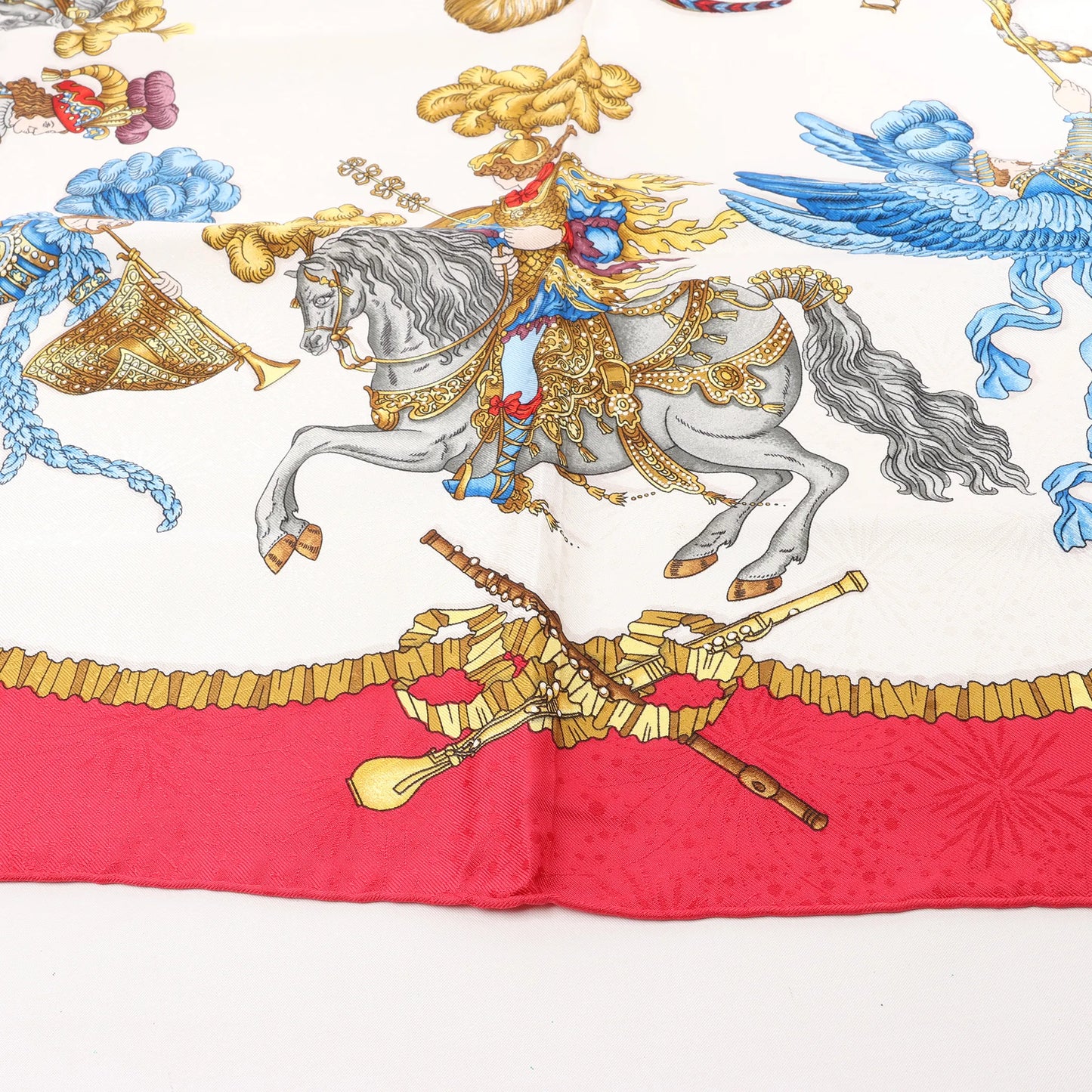 Hermès Carré 90 "LES FETES DU ROI SOLEIL" Silk handkerchief in Red