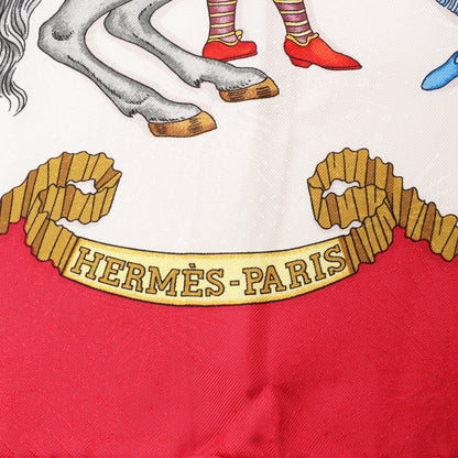 Hermès Carré 90 "LES FETES DU ROI SOLEIL" Silk handkerchief in Red