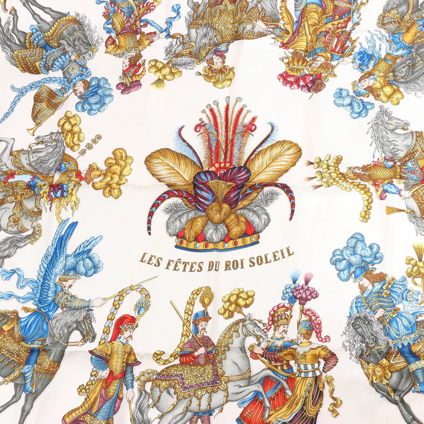 Hermès Carré 90 "LES FETES DU ROI SOLEIL" Silk handkerchief in Red