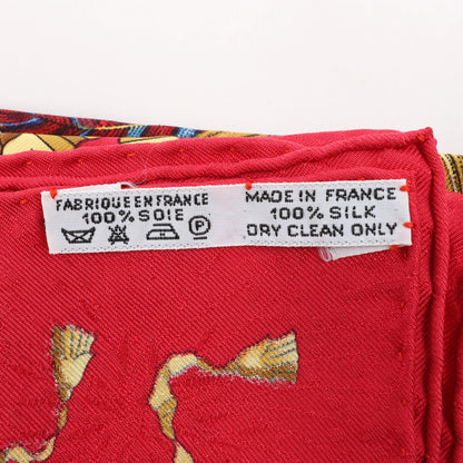 Hermès Carré 90 "LES FETES DU ROI SOLEIL" Silk handkerchief in Red