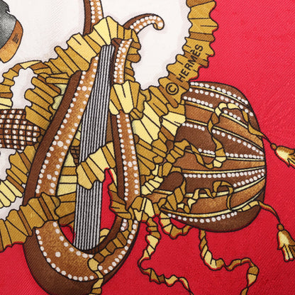 Hermès Carré 90 "LES FETES DU ROI SOLEIL" Silk handkerchief in Red