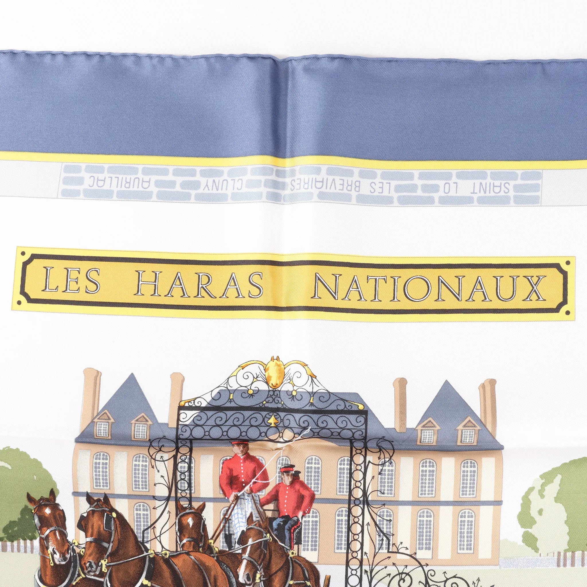 Hermès Carré 90 "LES HARAS NATIONAUX" Silk handkerchief in Blue