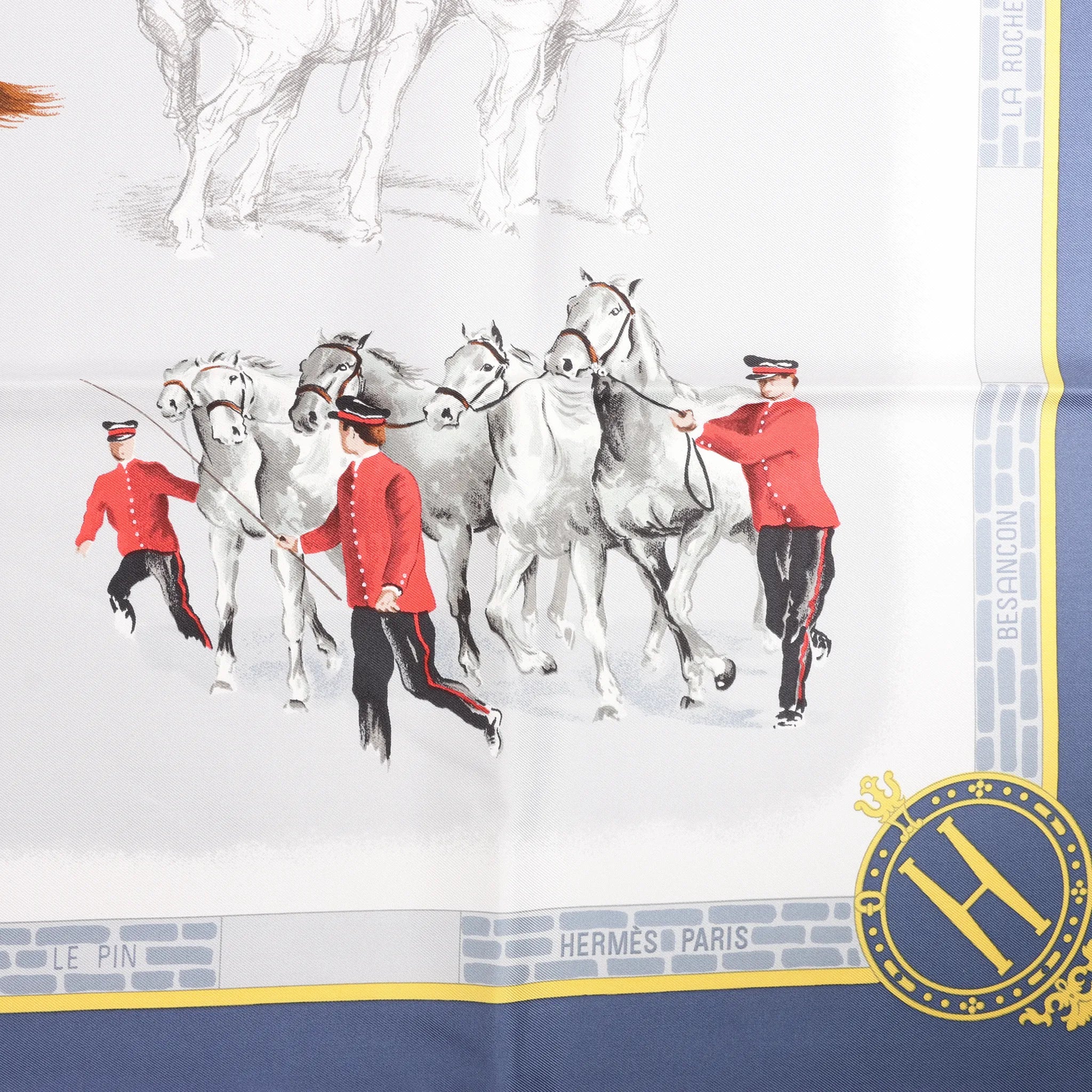 Hermès Carré 90 "LES HARAS NATIONAUX" Silk handkerchief in Blue