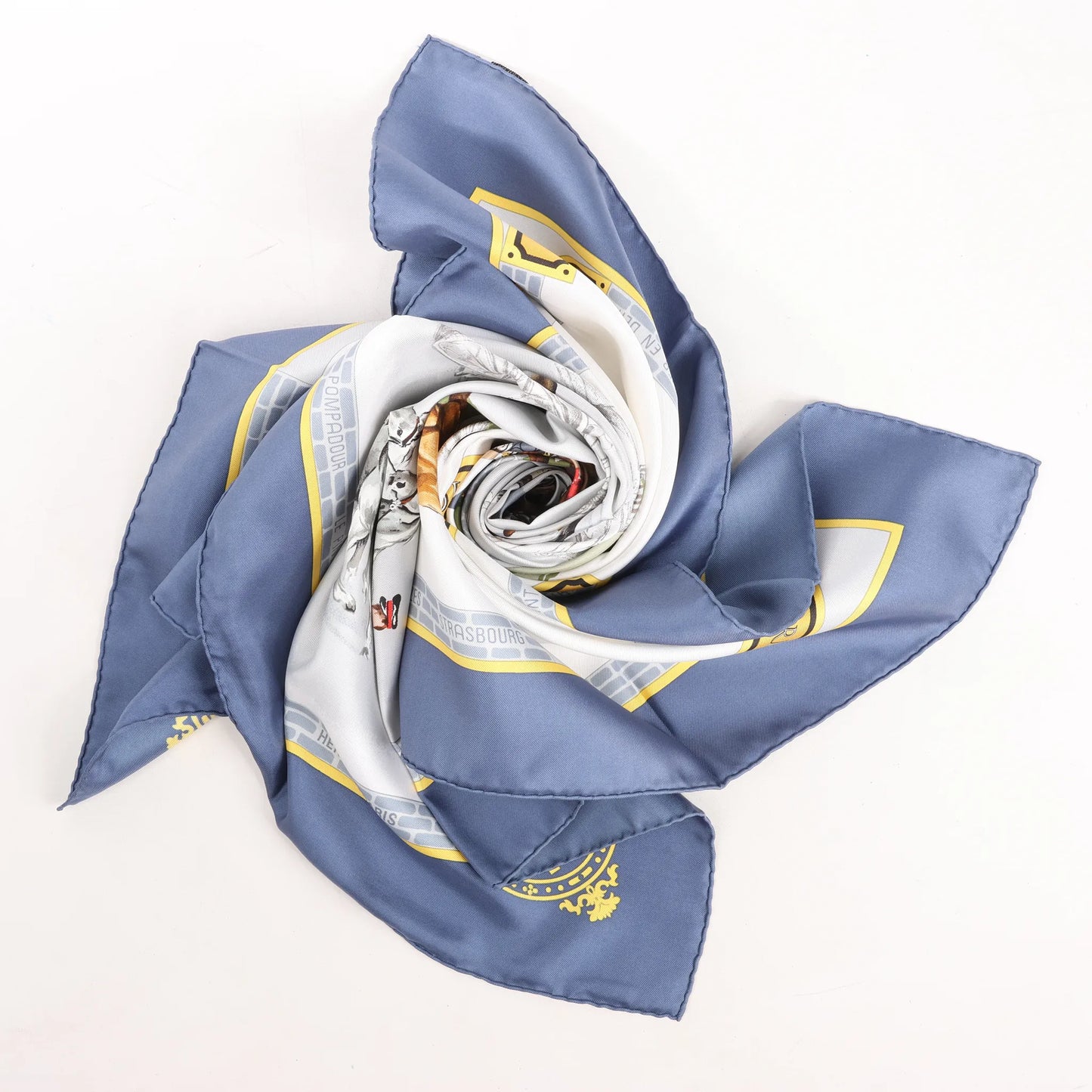 Hermès Carré 90 „LES HARAS NATIONAUX“ Seidentaschentuch in Blau