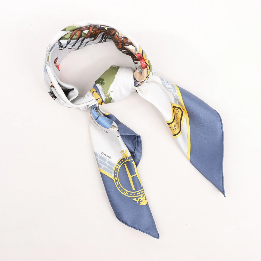 Hermès Carré 90 "LES HARAS NATIONAUX" Silk handkerchief in Blue