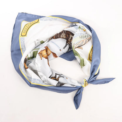 Hermès Carré 90 „LES HARAS NATIONAUX“ Seidentaschentuch in Blau