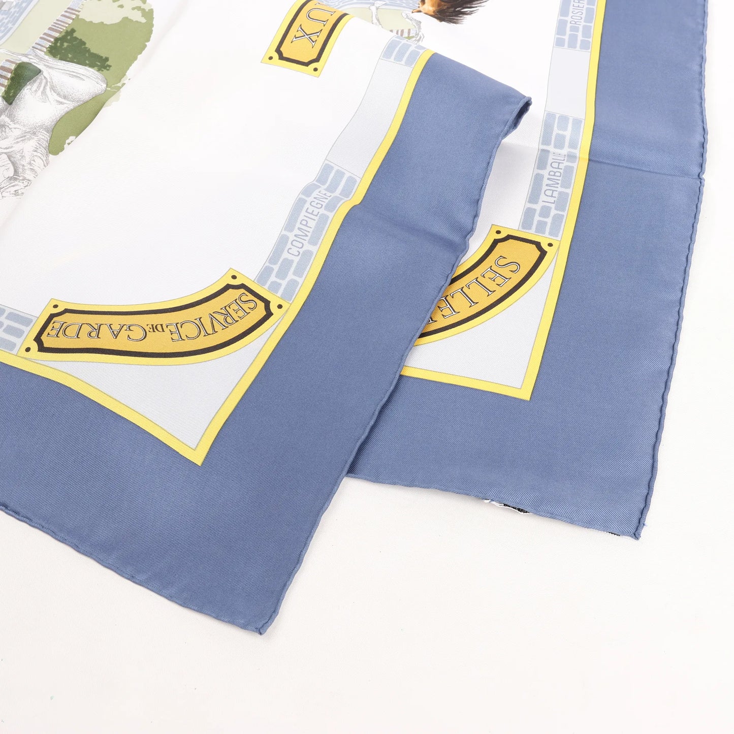 Hermès Carré 90 „LES HARAS NATIONAUX“ Seidentaschentuch in Blau