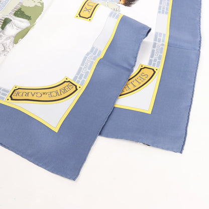 Hermès Carré 90 „LES HARAS NATIONAUX“ Seidentaschentuch in Blau