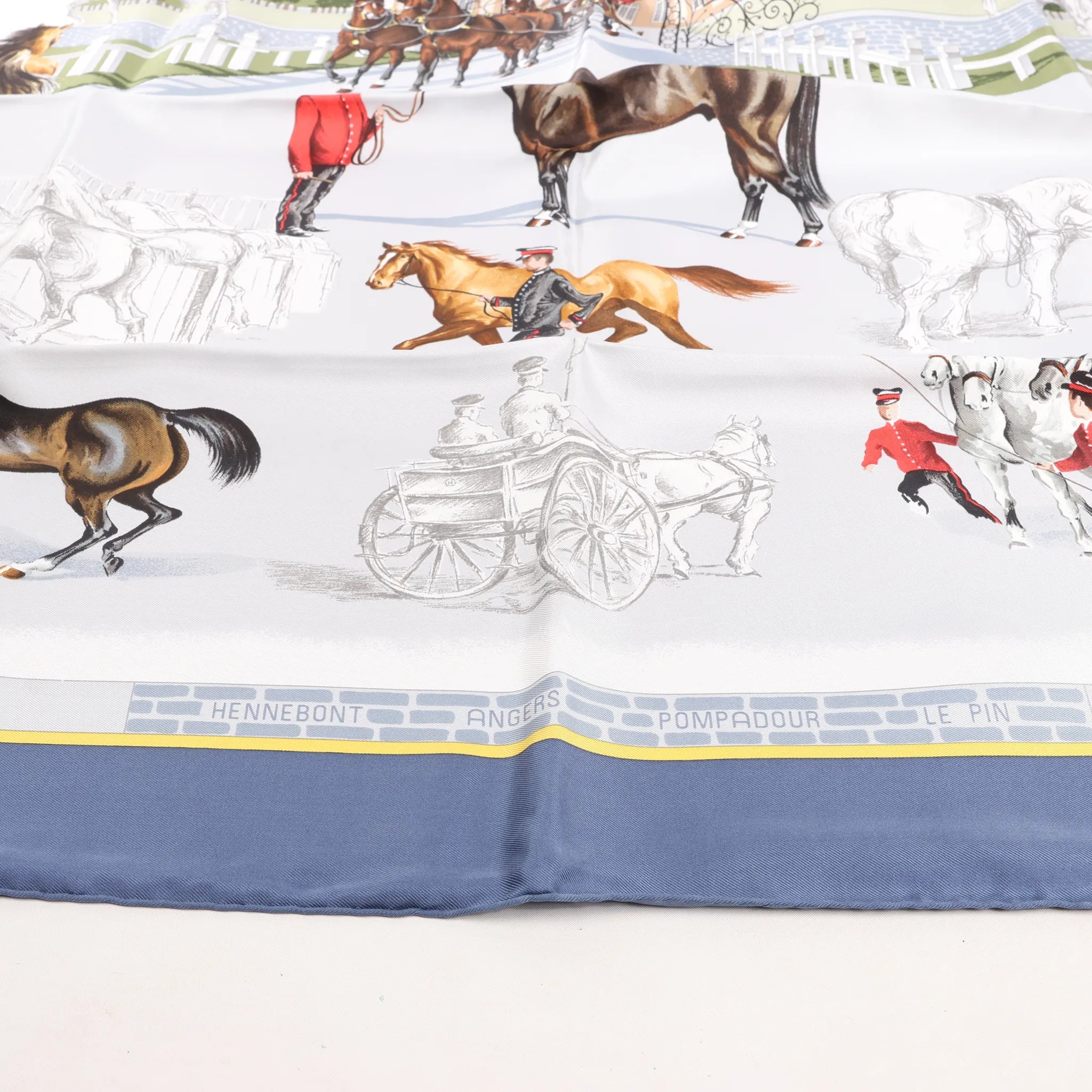 Hermès Carré 90 "LES HARAS NATIONAUX" Silk handkerchief in Blue