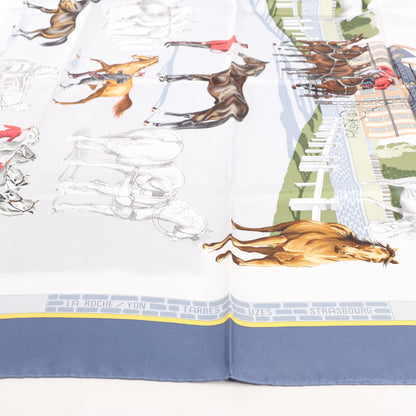 Hermès Carré 90 „LES HARAS NATIONAUX“ Seidentaschentuch in Blau