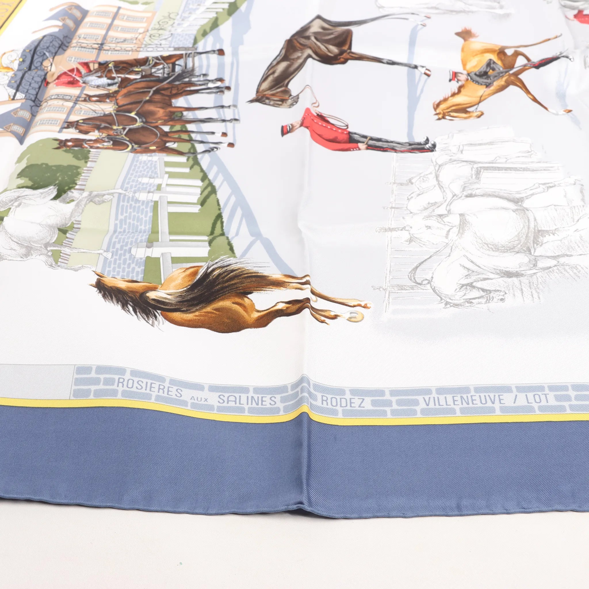 Hermès Carré 90 "LES HARAS NATIONAUX" Silk handkerchief in Blue