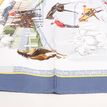 Hermès Carré 90 „LES HARAS NATIONAUX“ Seidentaschentuch in Blau