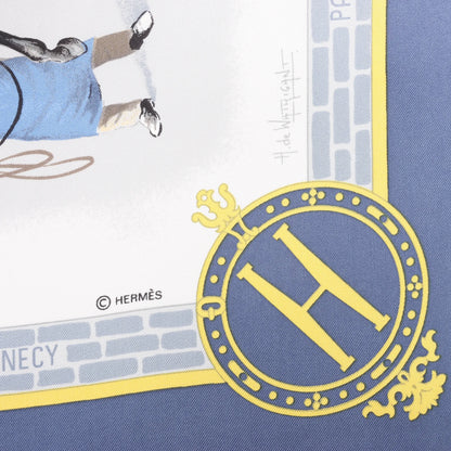 Hermès Carré 90 „LES HARAS NATIONAUX“ Seidentaschentuch in Blau