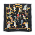 Hermès Carré 90 "LES OISEAUX DU ROY" Silk handkerchief in Black x Gold