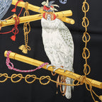 Hermès Carré 90 "LES OISEAUX DU ROY" Silk handkerchief in Black x Gold