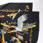 Hermès Carré 90 "LES OISEAUX DU ROY" Silk handkerchief in Black x Gold