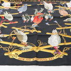 Hermès Carré 90 "LES OISEAUX DU ROY" Silk handkerchief in Black x Gold