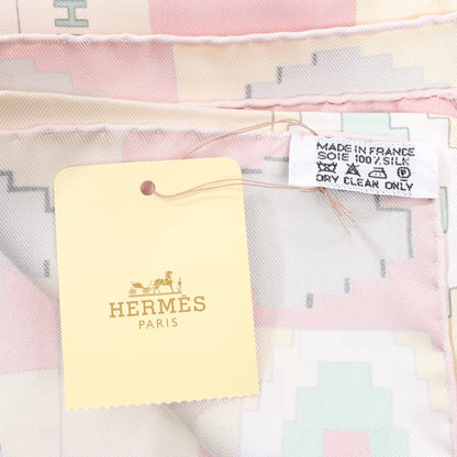 Hermes Carré 90 "LES PONEYS DE POLO" Silk handkerchief in Pink