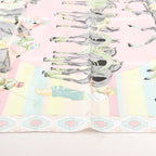 Hermes Carré 90 "LES PONEYS DE POLO" Silk handkerchief in Pink