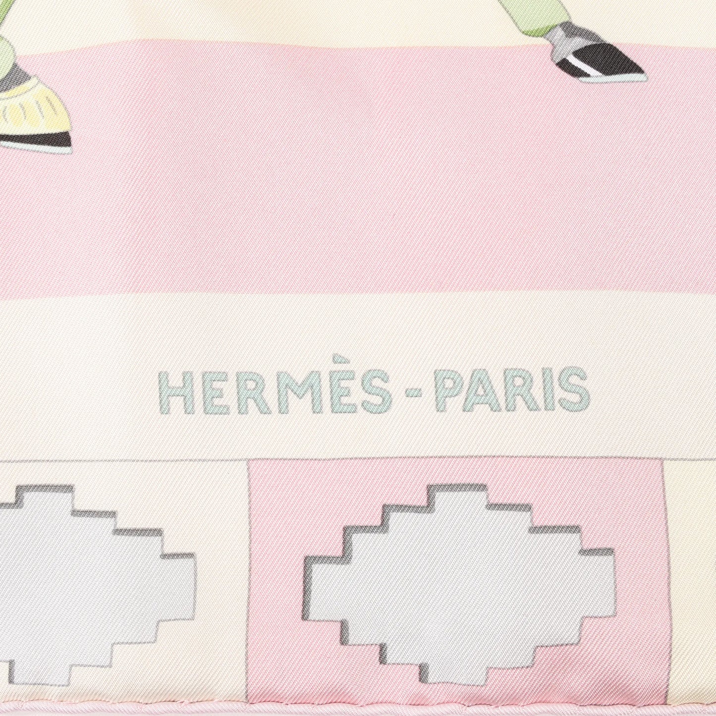 Hermes Carré 90 "LES PONEYS DE POLO" Silk handkerchief in Pink