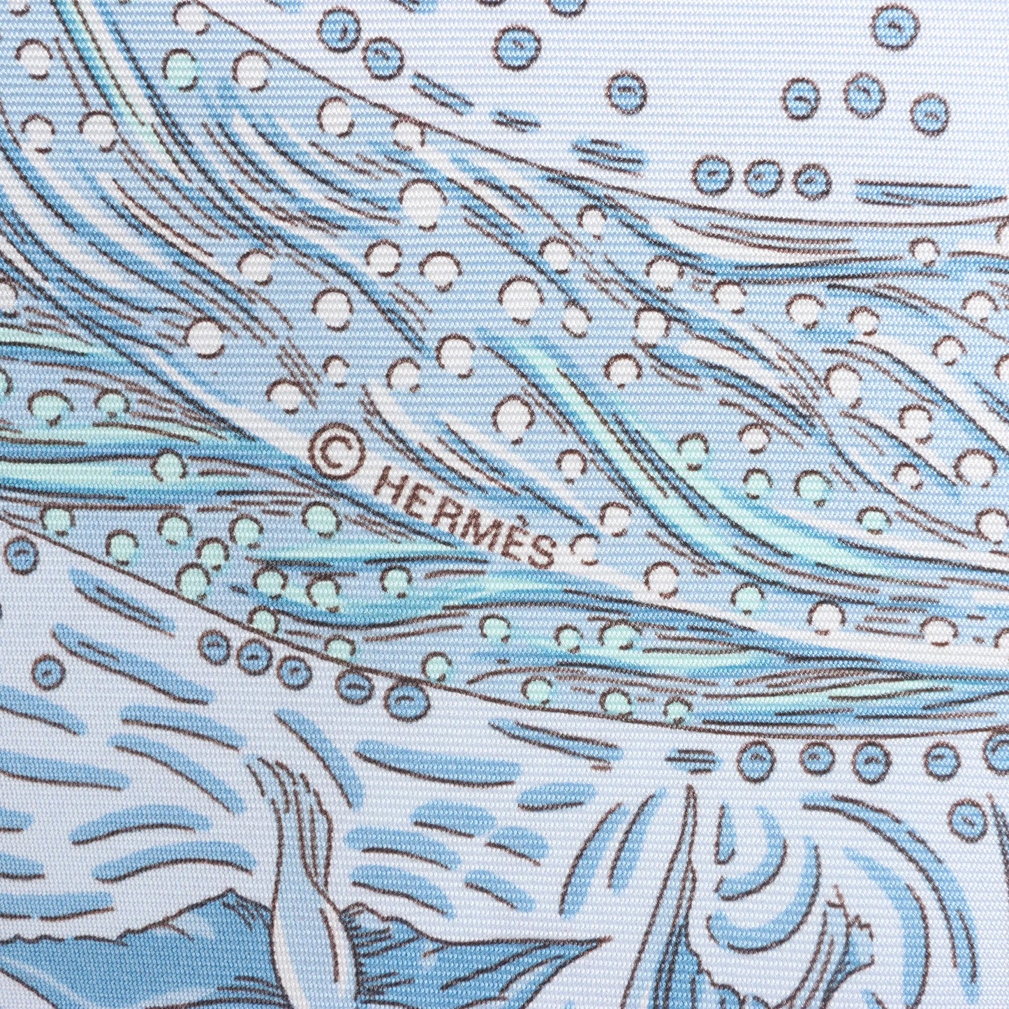 Hermès Carré 90 „LES RIVIERES DE BABEL“ Seidentaschentuch in Blau