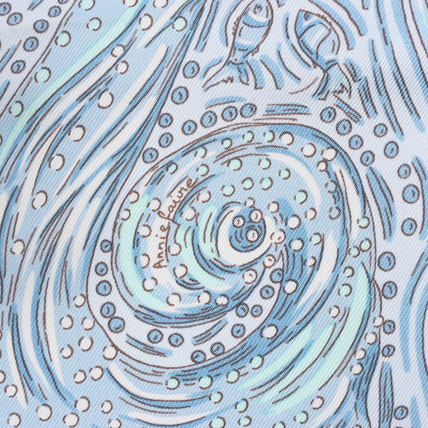 Hermès Carré 90 „LES RIVIERES DE BABEL“ Seidentaschentuch in Blau