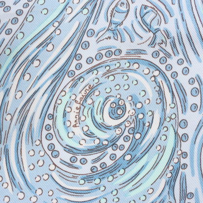 Hermès Carré 90 „LES RIVIERES DE BABEL“ Seidentaschentuch in Blau