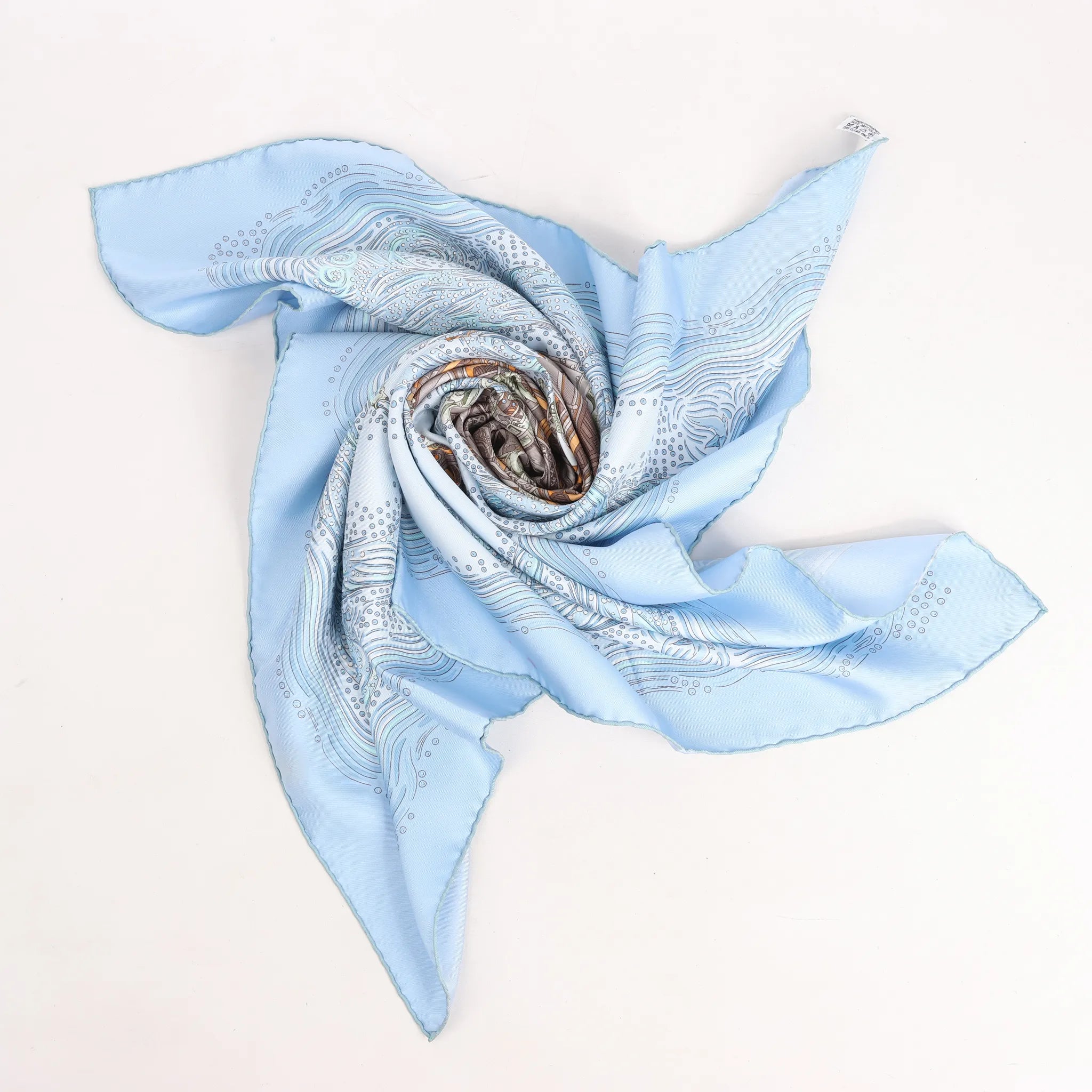 Hermès Carré 90 "LES RIVIERES DE BABEL" Silk handkerchief in Blue
