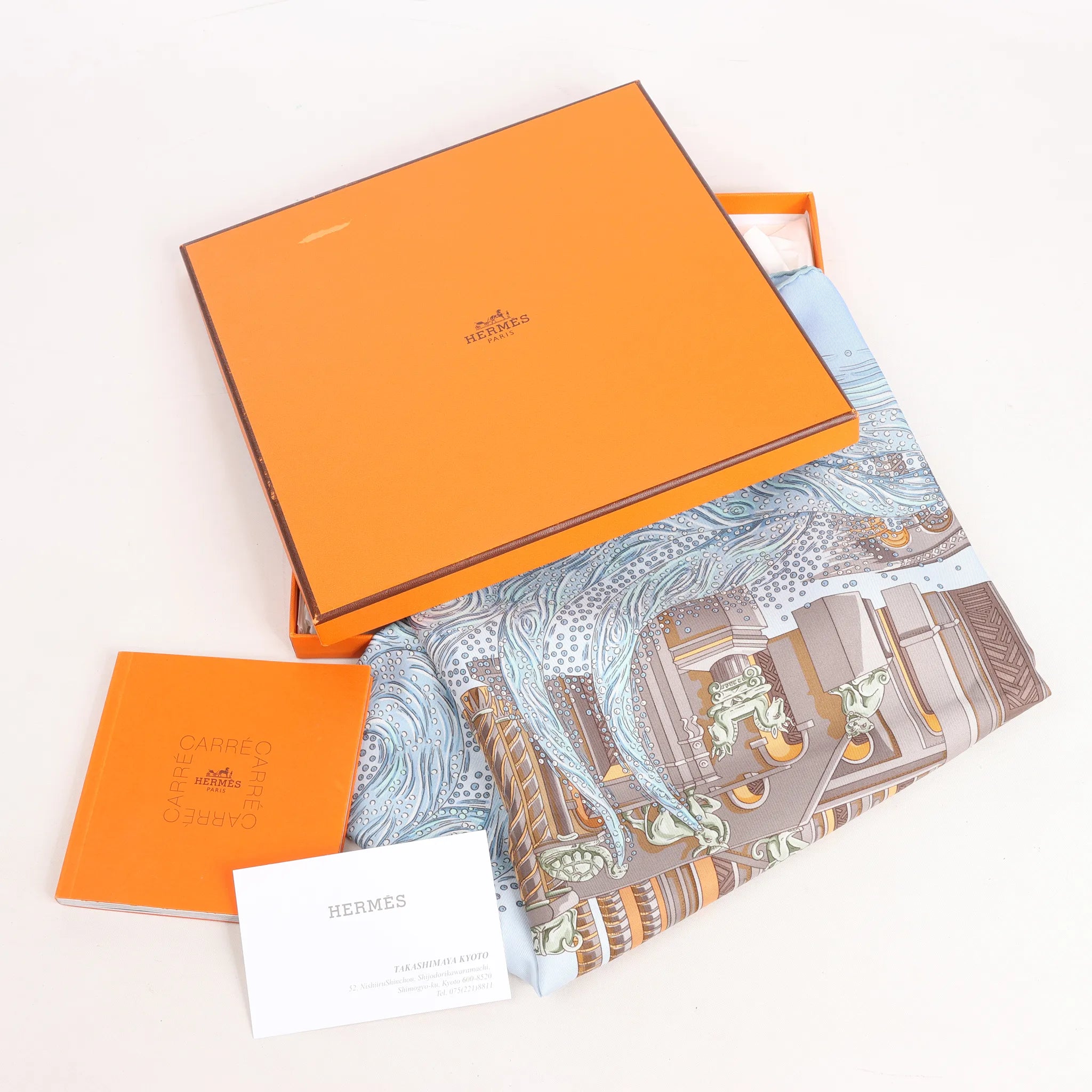 Hermès Carré 90 "LES RIVIERES DE BABEL" Silk handkerchief in Blue