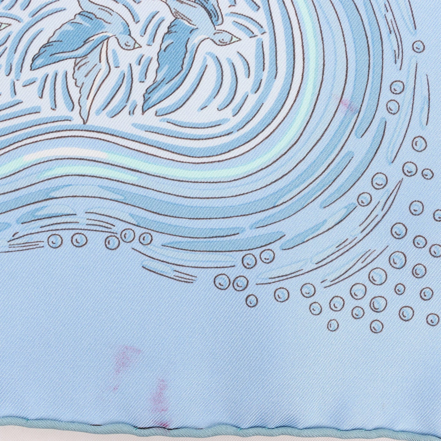 Hermès Carré 90 „LES RIVIERES DE BABEL“ Seidentaschentuch in Blau