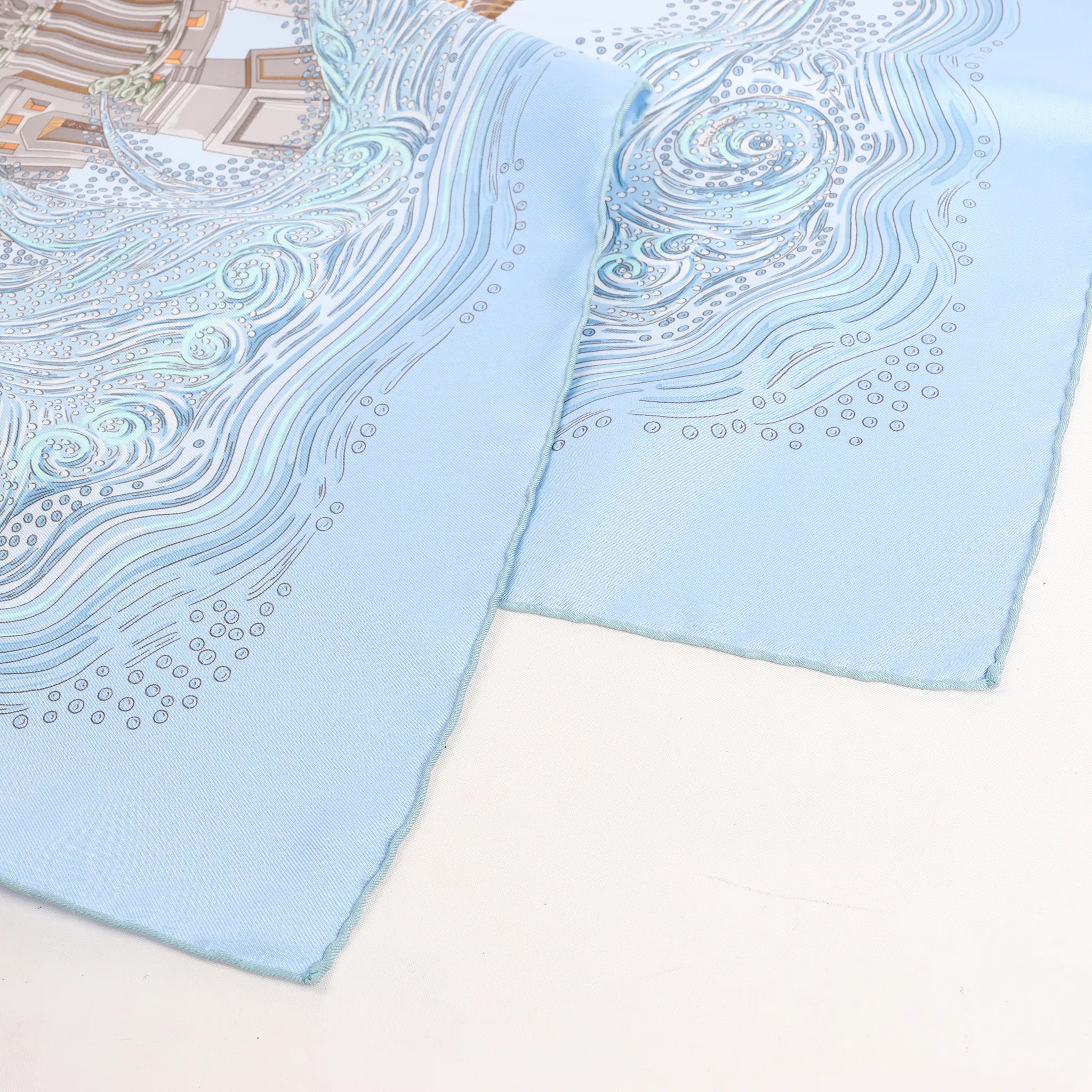 Hermès Carré 90 "LES RIVIERES DE BABEL" Silk handkerchief in Blue