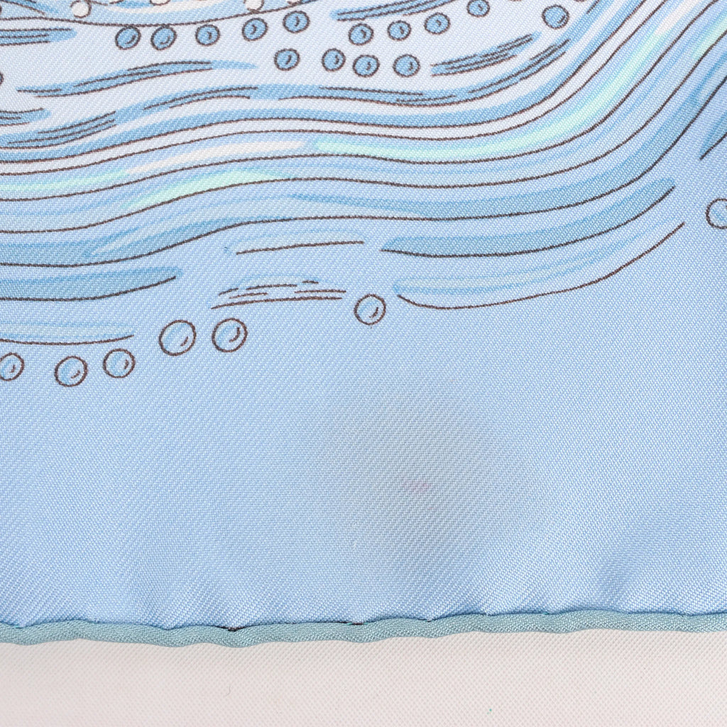 Hermès Carré 90 "LES RIVIERES DE BABEL" Silk handkerchief in Blue